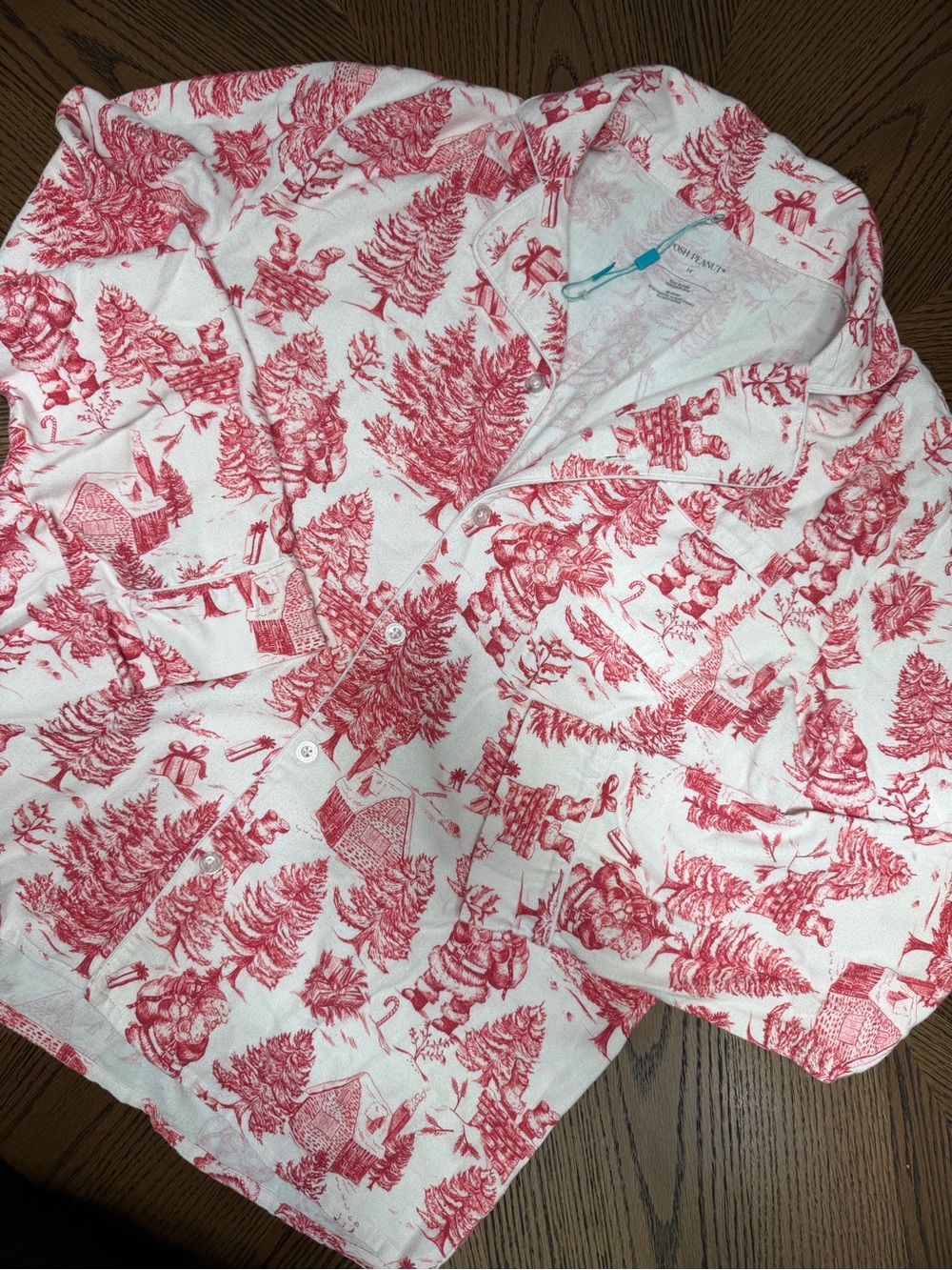 Posh Peanut Red Toile Print Holiday Pajama Set M NWOT - Picture 3 of 8